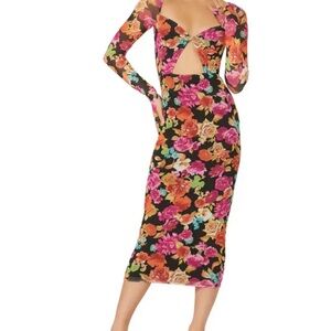 AFRM NiKa midi Multicolor Floral Midi Dress